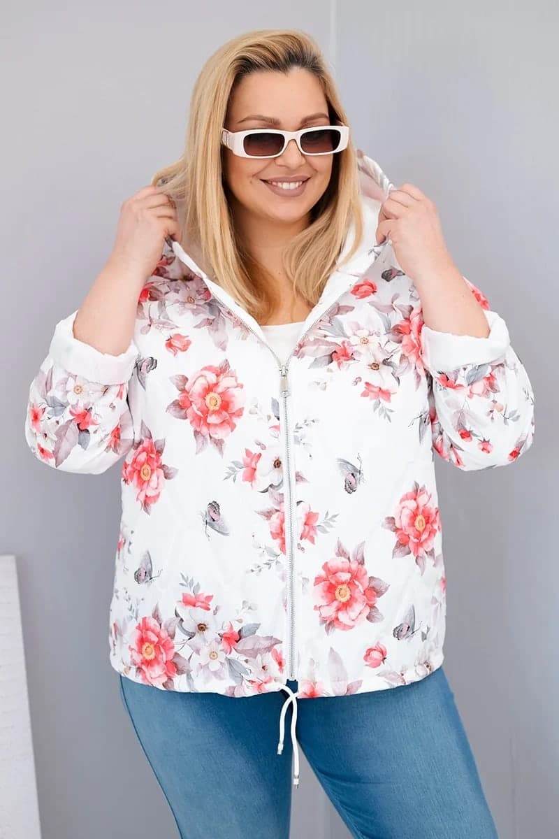 Kurtka damska pikowana Plus Size z kapturem Agapanto, barva Bílý