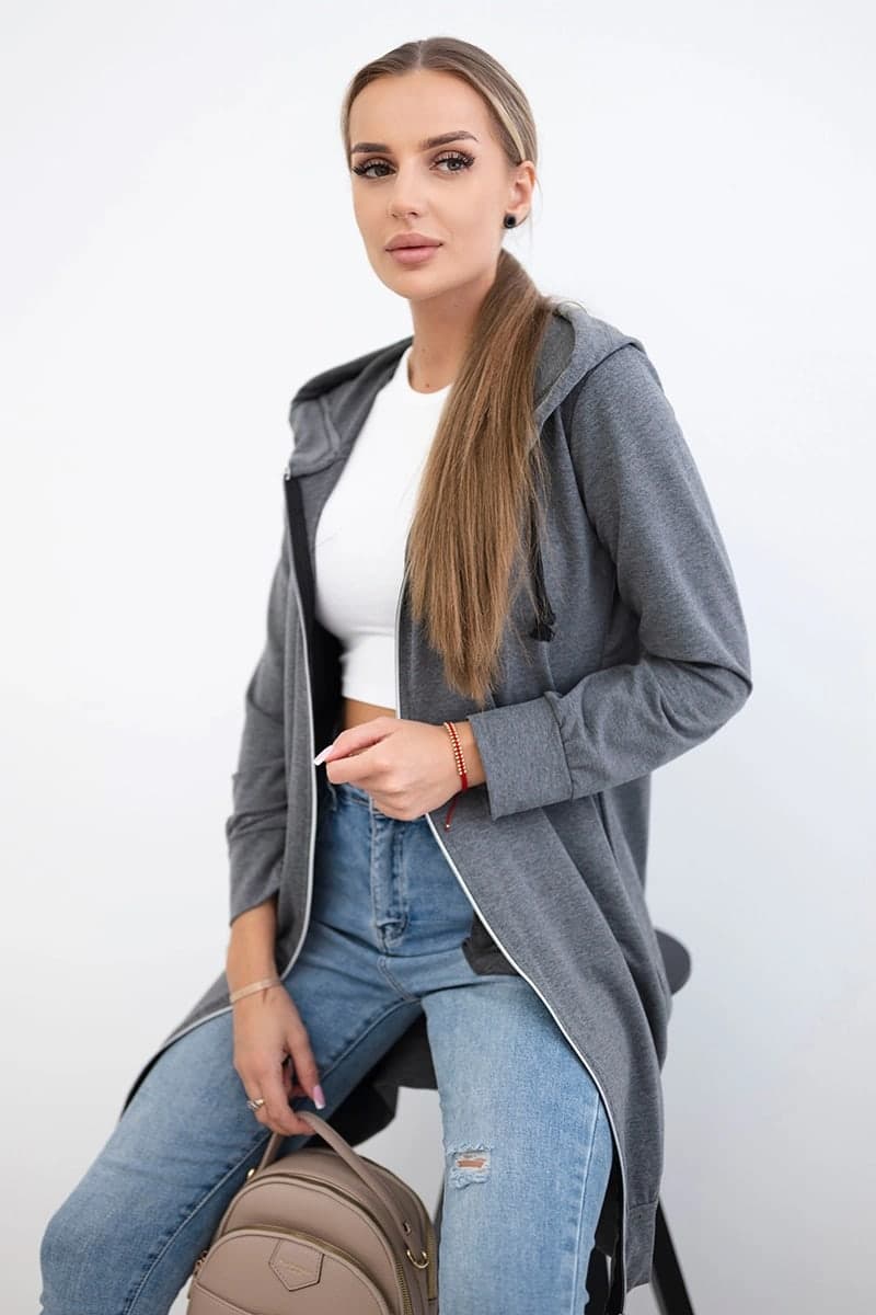 Bluza damska bawełniana z kapturem Natalia, barva Grafitový