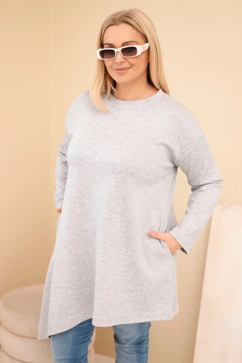 Sukienka damska wiskozowa plus size z luźnym fasonem Asolo, barva Šedý