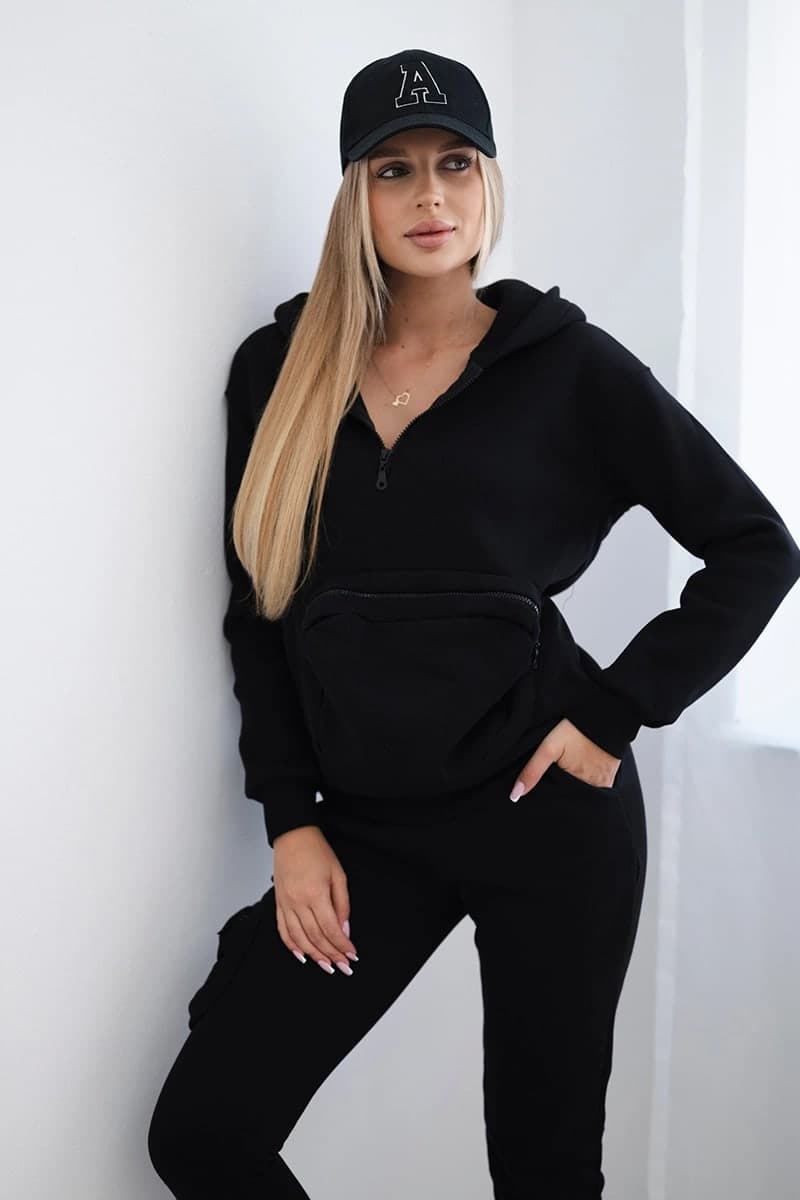 Komplet damski bawełniany ocieplany z kieszenią Michela, barva Černý