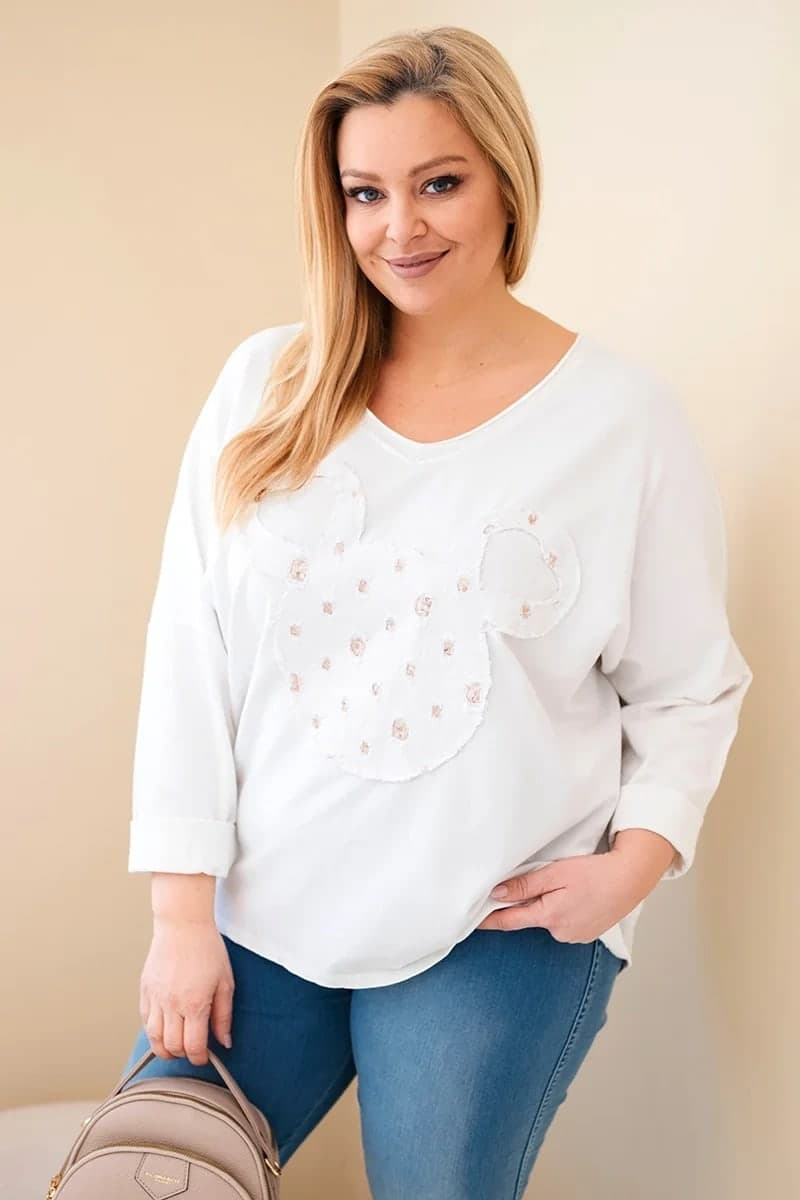 Dámská bavlněná halenka s výstřihem do V Susana, barva Bílý