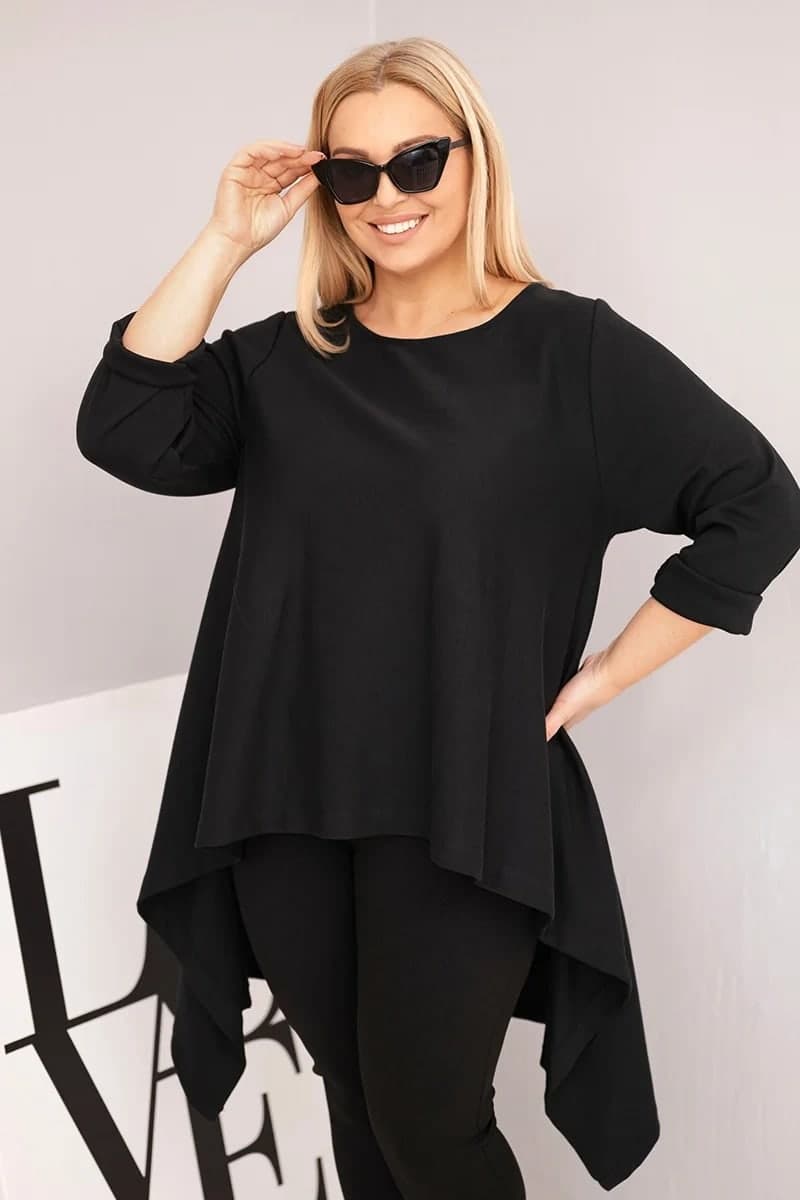 Dámská bavlněná tunika s asymetrickým střihem Carlotta, barva Černý