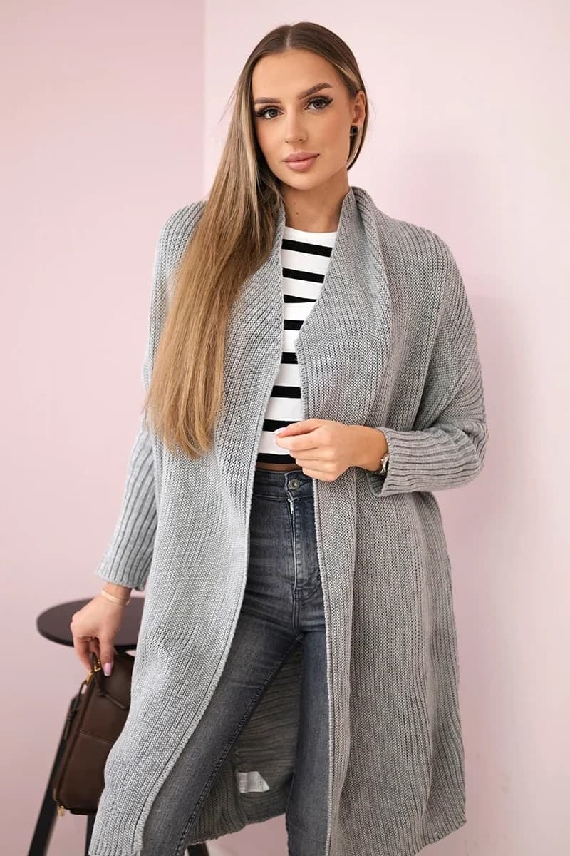 Sweter damski akrylowo wełniany z rękawami nietoperz Tosca, barva Světlá šedá