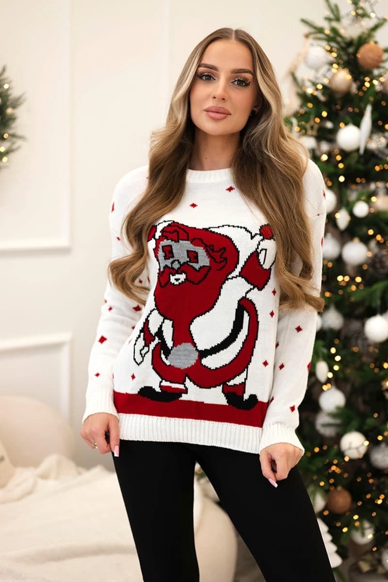 Sweter damski akrylowo wełniany z długim rękawem Malva, barva Ecru